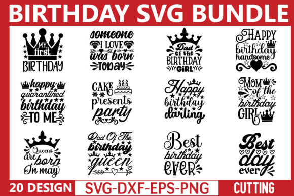 Birthday Svg Bundle: Graphics for Editorial Crafts