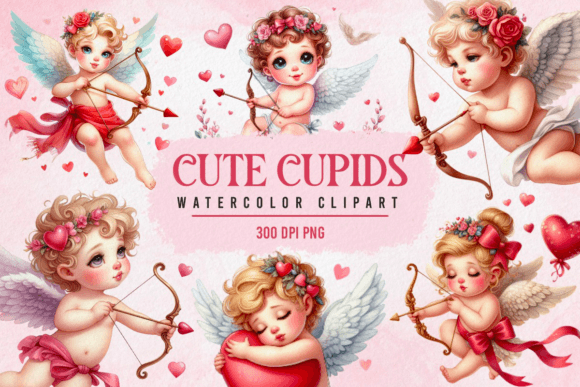 Cute Cupids Watercolor PNG Clipart Illustrations Review