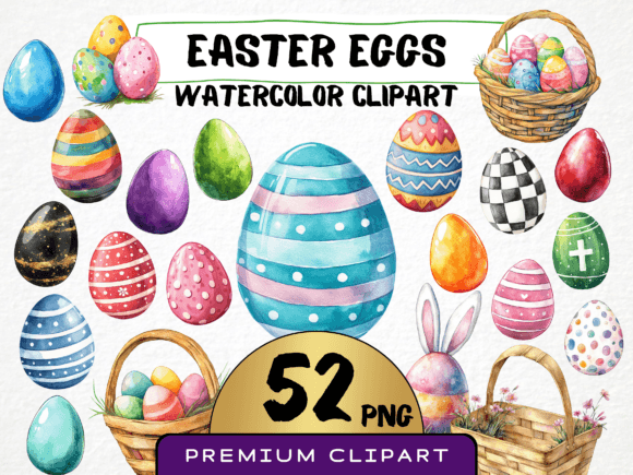 Easter Eggs Watercolor Clipart 52 Png Illustrations