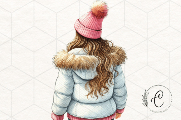 Girl Back View Watercolor Winter Graphic: Illustrations Review