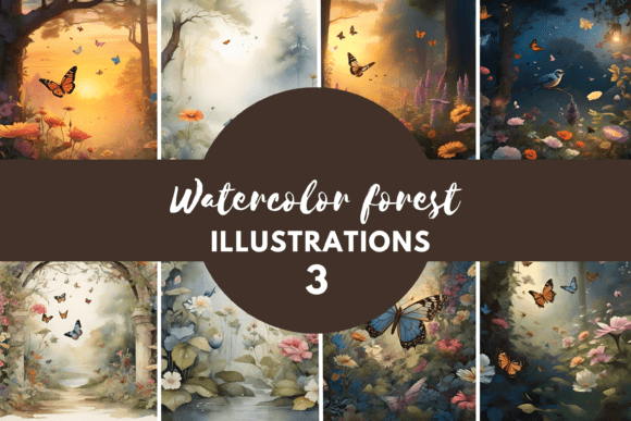 Watercolor Forest Illustrations for Real Crafting