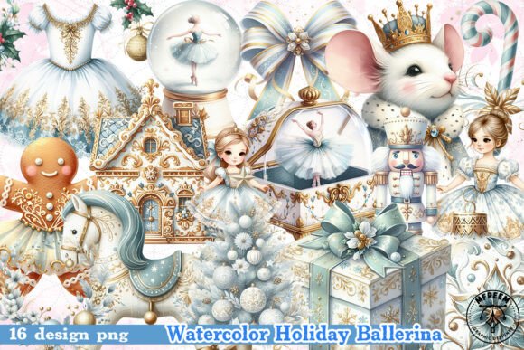 Watercolor Holiday Ballerina Clipart PNG Review