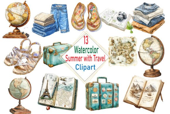 Watercolor Summer Travel Clipart Bund: Illustrations Review