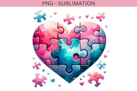Watercolor Valentine Heart Puzzle Illustrations Review