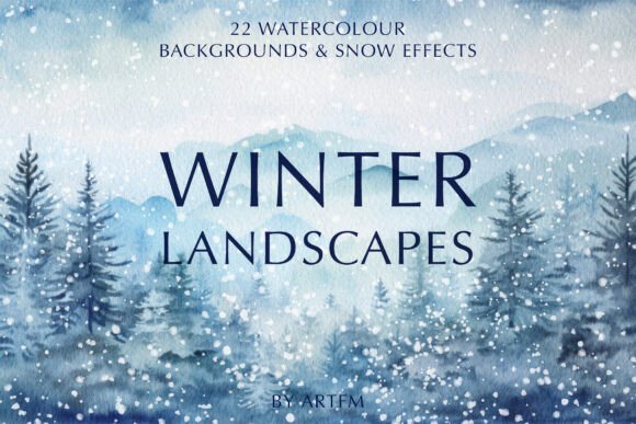 Winter Watercolour Landscape Illustrations for Blogs